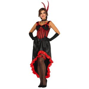 Guirca - Jaren 20 Danseressen Kostuum - Beentjes Omhoog Can-Can - Vrouw - Rood, Zwart - Maat 42-44 - Carnavalskleding - Verkleedkleding