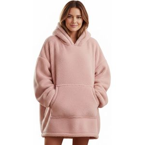 Lomera Roze Hoodie - Damesmodel - Teddy Polyester - One Size - Oodie Plaid - Oversized Hoodie - Hoodie Deken - Met Capuchon - Warme Trui - Comfortabele Pasvorm - Ultrazacht Materiaal - Hoodie Blanket - Loungewear
