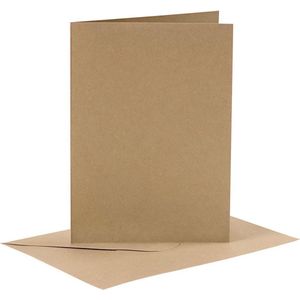 Creotime Kaarten Met Enveloppen 10,5 X 15 Cm 6 Stuks Bruin