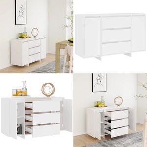 vidaXL Dressoir met 3 lades 120x41x75 cm bewerkt hout wit - Dressoir - Dressoirs - Opbergkast - Buffetkast