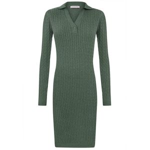 Felix Hardy Kabelgebreide Jurk Met Lange Mouwen - 100% Katoen Dames Groen - L