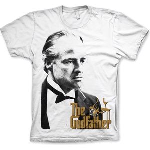 The Godfather Heren Tshirt -S- Don With Gold Logo Wit