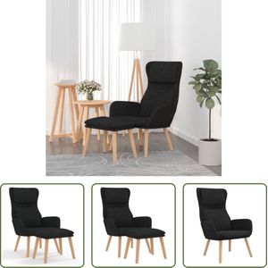 The Living Store Relaxstoel Zwart - Fluweel - 70 x 77 x 98 cm - Armleuningen - Voetenbank