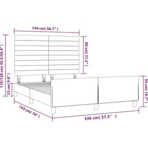 vidaXL - Bedframe - met - hoofdeinde - stof - donkerblauw - 140x190 - cm