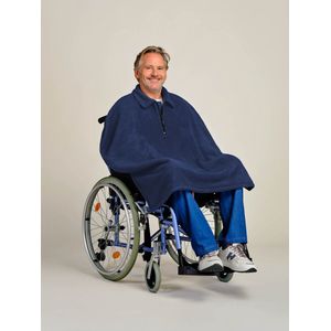 Rolstoel poncho fleece - Rolstoelcape heren - Rolstoelcape winter - Marine