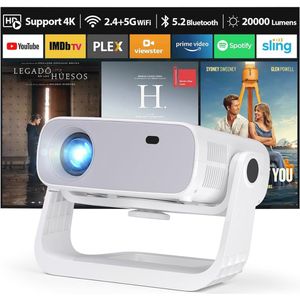 Slimme Mini Projector met WiFi 6 en Bluetooth - Draagbare 1080P Projector voor Thuisbioscoop