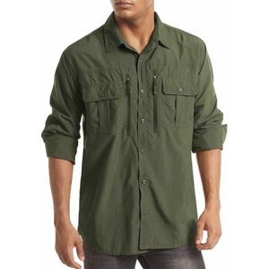 Heren Outdoorhemd met Lange Mouwen - UV-bescherming, Sneldrogend en Ademend