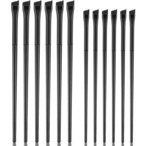 Oogschaduwkwasten set - 12 stuks met fijn afgeschuinde eyeliner kwast - ultradunne oogkwast voor oogschaduw gel poeder - voor vrouwen en meisjes