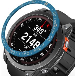 kwmobile Beschermende Ring geschikt voor Garmin Fenix 7 Fitness Tracker - Bezel Ring voor smartwatch - Beschermring voor smartwatch in blauw / zilver.