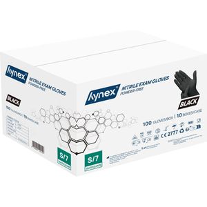 Hynex nitril wegwerphandschoenen 3,5g maat S - 1 doos 1000 stuks - Zwart - Poedervrij - Latexvrij - Niet Steriel