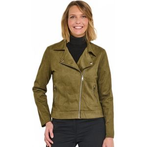 Kort bikerjack met rits in suède