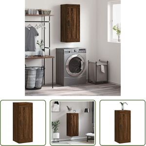 The Living Store Wandkast Bruineiken - 34.5 x 34 x 90 cm - Opbergruimte met deur