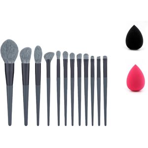 Professionele make-upkwastenset - 12 stuks - blauw - synthetisch