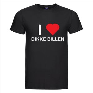 I LOVE DIKKE BILLEN T-shirt - 100% Katoen - Maat S - Classic Fit - Zwart