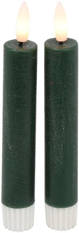 Countryfield - LED Dinerkaars - Donker Groen - Rustiek - 15 cm - 2 Stuks