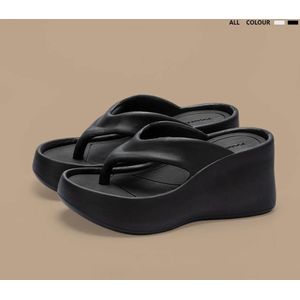 Vrouwen Clip Teen Wedge Slippers 2025 – Zomer Chunky Platform Strand Sandalen met Dikke Zool, Hoge Hakken Eva Slippers en Slides – Schoenmaat 35-36, Dames Zomerschoenen, Platform Sandalen, Wedge Slippers