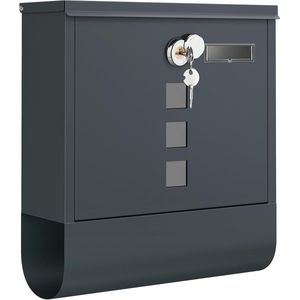 In En OutdoorMatch Brievenbus RVS Irma - Slot & klep - Brievenbus Brievenbus - Krantenrol Wandbrievenbus - Ophangbaar - Grijs - 33x11x35cm