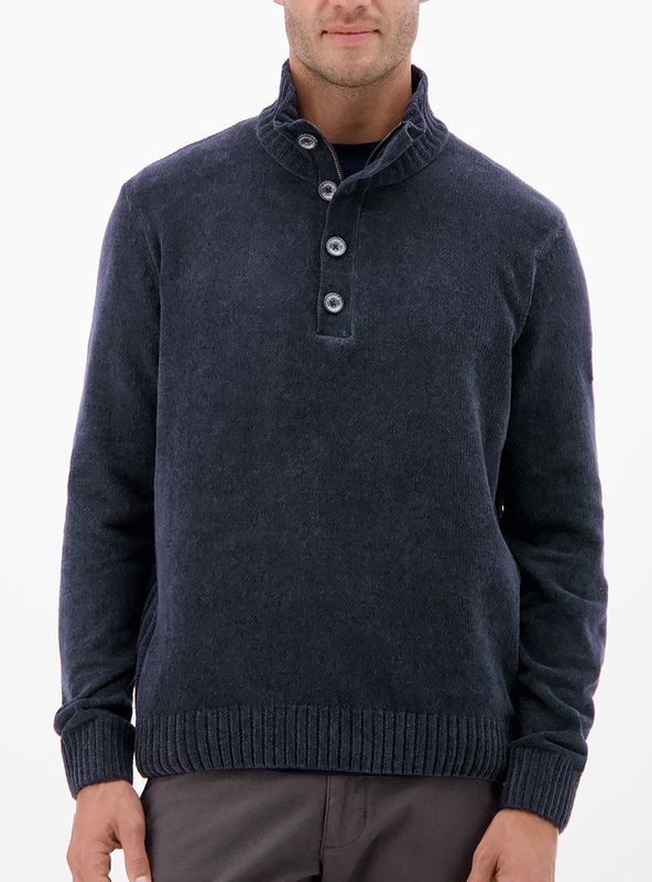 Lerros - Chenille-pullover - Classic navy - Met Troyer-kraag