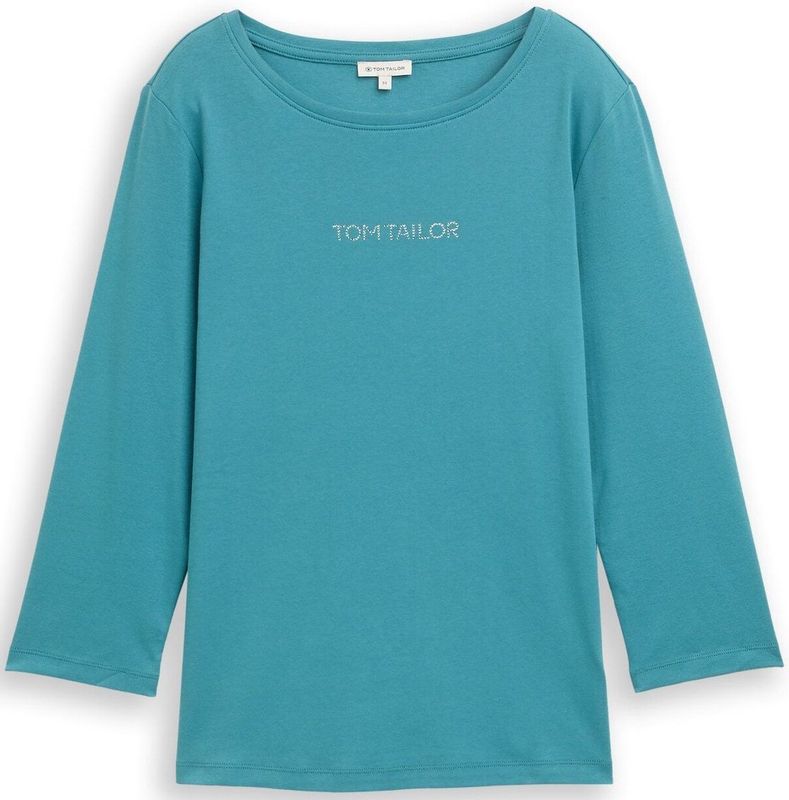 Tom Tailor Slim fit shirt met lange mouwen en glitterlogo