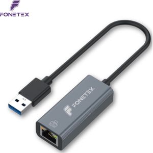 FoneTex Ethernet Adapter USB A Kabel - 1000 Mbps - Gigabit