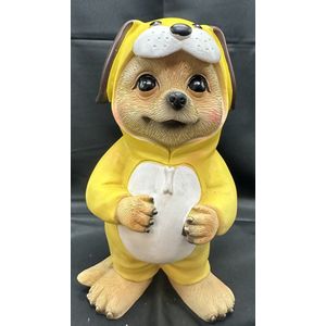 Decoratief beeld ""stokstaartje in onesie"" - hond - polyresin - hoogte 23x14x12cm - Woonaccessoires - Decoratieve beelden