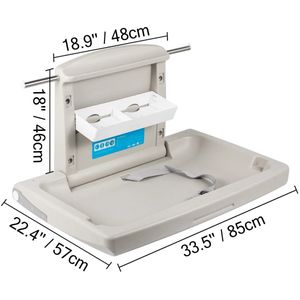 Seastone - Baby verschoontafel - Baby luier verschoontafel - Verschoontafel - Baby Verzorgingstafel - Wand Verschoontafel - Verticaal Inklapbaar - Lichtgrijs