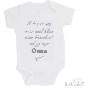 100% katoenen Romper "Ik ben nu nog maar heel klein maar binnenkort zal jij mijn oma zijn!" Unisex Katoen Wit/grijs Maat 56/62