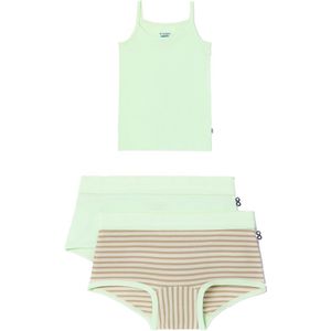 Woody ondergoed set meisjes - groen - streep - 1 hemd en 2 boxers - maat 116