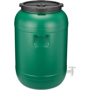 Garronda 120L met Kraan Kunststof Trommel Met Deksel - Vat - HDPE - Voedselvat - Tuin Hobbock – Groen - GD-DOL-Barrel-Green