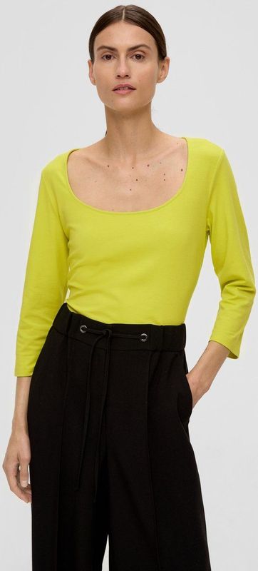 s.Oliver BLACK LABEL - Shirt - Geel - Driekwart Mouw - Normale Pasvorm