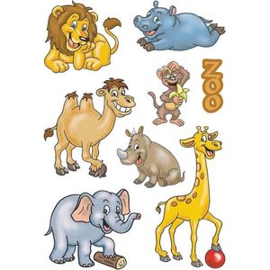 72x Dierentuin dieren stickers - kinderstickers - stickervellen - knutselspullen