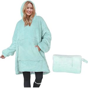 SHOP YOLO-fleece deken met mouwen-groot sweatshirt met capuchon-wollig- warme dekentrui-versized knuffeldeken-draagbare deken met voorzak