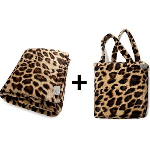 LINNICK Flanel Fleece Deken Leopard - Brown - 200x220cm - Fleece Plaid - Fleece Deken 200x220