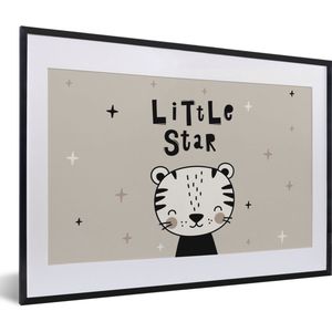 Fotolijst incl. Poster - Little star - Kinderen - Quotes - Spreuken - Kids - Baby - Kindje - 60x40 cm - Posterlijst