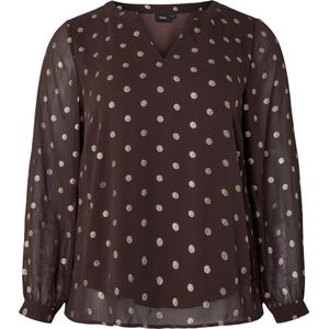 ZIZZI CABIX, L/S, BLOUSE Dames Blouse - Dark Bordeaux - Maat XXXL (63-64)