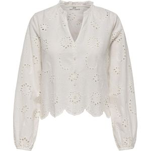 Jacqueline de Yong Blouse Jdyditte L/s Embroderie Short Shirt 15328411 Cloud Dancer Dames Maat - XS