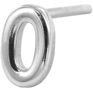 Silventi 9SIL-21310 Zilveren Oorknop - Dames - Cijfer 0 - 5mm - Glad - Rodium - Zilver