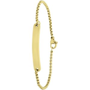 Lucardi Dames Gerecycled stalen goldplated armband met plaat hanger - Armband - Staal - Goudkleurig - 20 cm