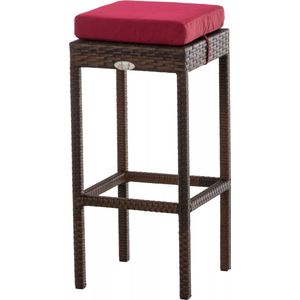 In And OutdoorMatch Barkruk Gerry - Rotan - Rood bruin - Barstoelen buiten of keuken - Zonder rugleuning - Set van 1 - Wicker - Ergonomisch - 74cm hoog