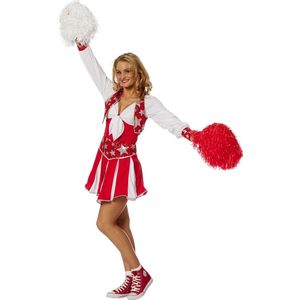 Wilbers & Wilbers - Cheerleader Kostuum - Dansende Cheerleader Luxe Rood - Vrouw - Rood - Maat 46 - Carnavalskleding - Verkleedkleding