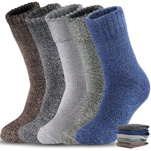 Sokken - Sokken Dames - Dikke Winter Socks Warme Wandelsokken - 5 Paar - Herfst Sokken Effen Kleur