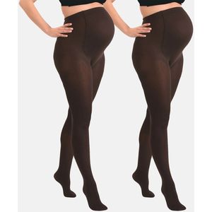 Mamsy - 2-Pack Opaque Zwangerschapspanty 60den - Donker Bruin- S