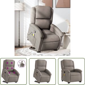 vidaXL Massagestoel - Stapstoel - Sta-op-massagestoel verstelbaar stof taupe - Elektrisch Bedienbare Stoel - Ergonomische Stoel - Relaxfauteuil