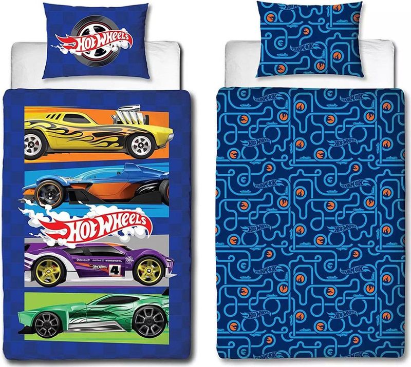 Character World - Hot Wheels - Dekbedovertrekset - Multicolor - Omkeerbaar, inclusief Kussensloop
