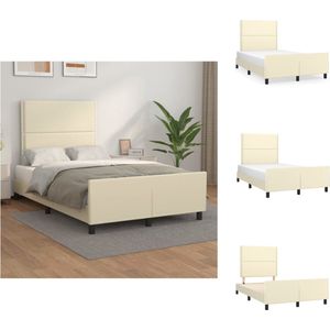 vidaXL Bedframe - Crème - 203 x 126 x 118/128 cm - Kunstleer - Verstelbaar hoofdeinde - Stabiele poten - Multiplex lattenbodem - Comfortabele ondersteuning - Bed
