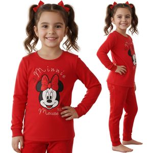 DISNEY Minnie Mouse Velours, rode pyjama voor meisjes, TWEE-DELIGE pyjama met lange mouwen OEKO-TEX