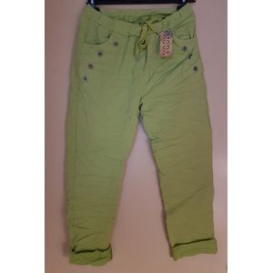 Dames broek met sierknopen appel groen One size 38/44