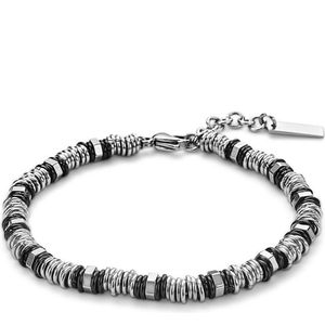 Twice As Nice Armband in edelstaal, ringetjes in zilver en zwart 19 cm