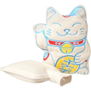 Behaaglijke warmwaterkruik gelukskat wit Maneki Neko - 18 liter - 36 x 28 cm