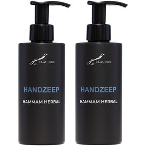 Handzeep Hammam Herbal 300 ml - met pomp - zwarte fles - set van 2 stuks